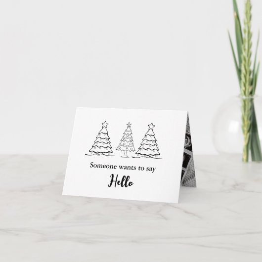 ベビースキャン写真クリスマス妊娠告知 サンキューカード (正面)