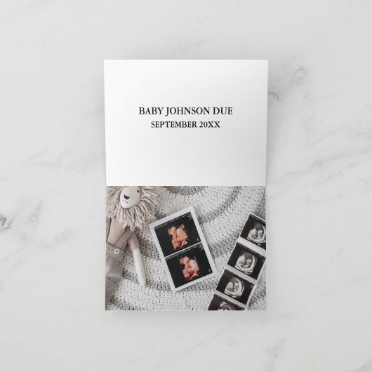 ベビースキャン写真ミニマル妊娠告知 サンキューカード (内部)