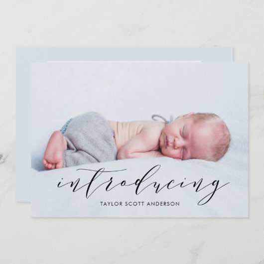 ベビースクリモダンプト誕生発表の紹介 招待状 (正面/裏面)