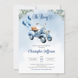 ベビースクータバルーンeucalyptusボーイベビーシャワー 招待状