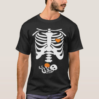 ベビースケルトン感謝祭ハロウィーン妊娠アン Tシャツ