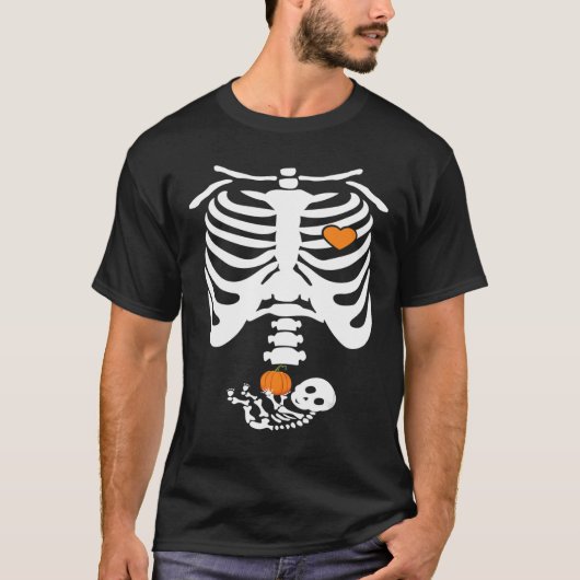 ベビースケルトン感謝祭ハロウィーン妊娠アン Tシャツ (正面)