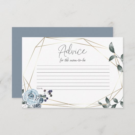 ベビースシャワーアドバイスカードダスティーブルーフローラ アドバイスカード (正面/裏面)
