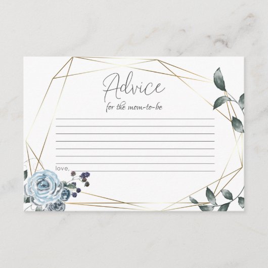 ベビースシャワーアドバイスカードダスティーブルーフローラ アドバイスカード (正面)