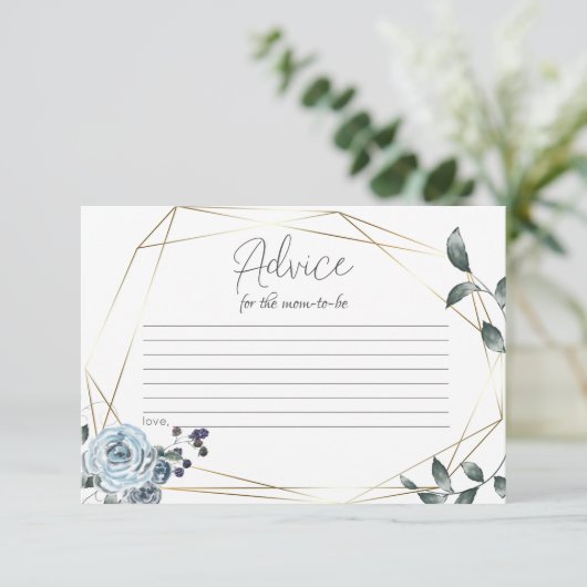 ベビースシャワーアドバイスカードダスティーブルーフローラ アドバイスカード (スタンド正面)