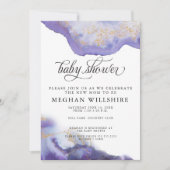 ベビースシャワーアメジスト水彩ゲード 招待状 (正面)