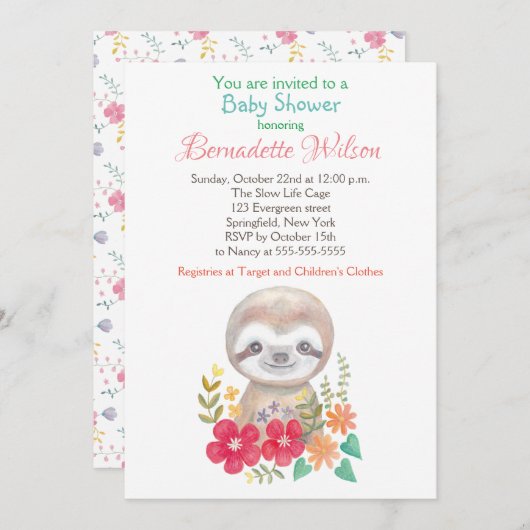 ベビースシャワー招待状かわいいスロスベビースシャワー 招待状 (正面/裏面)