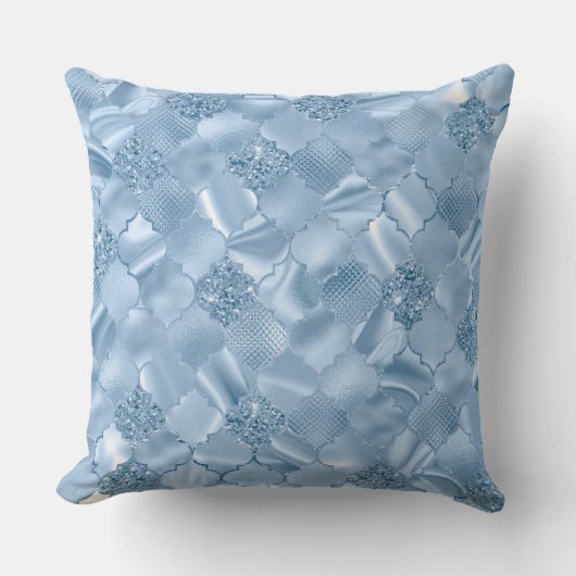 ベビースタイリッシュブルーグリッター及びフォイルクローバー クッション (正面)