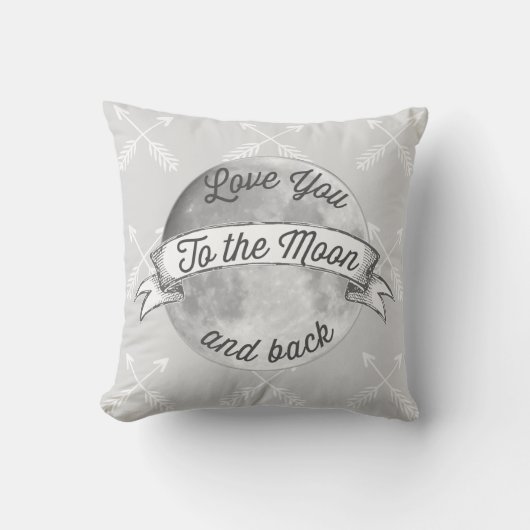 ベビースタットムーンアローパターンにあなたを愛する クッション (正面)