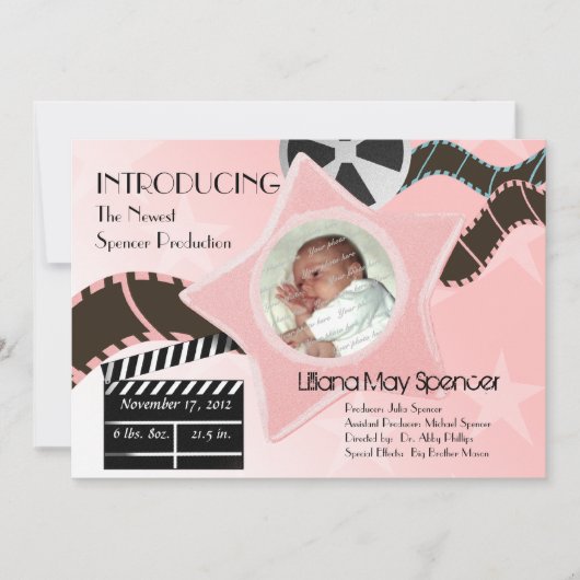 ベビースター生まれズ・ピンク生誕発表 案内状 (正面)