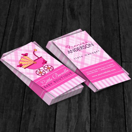 ベビーストアベビーショップブティックピンクベビーカー 名刺