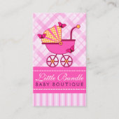 ベビーストアベビーショップブティックピンクベビーカー 名刺 (正面)