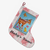 ベビーストッキングみすぼらしいヴィンテージピンクの子豚パーソナライズ ラージクリスマスストッキング (正面 (吊り時))