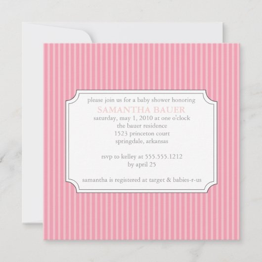 ベビーストライプシャワーの招待 招待状 (正面)
