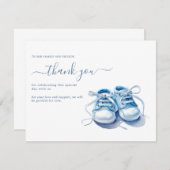 ベビースニーカー赤ちゃんシャワー招待状、男の赤ちゃん サンキューカード (正面/裏面)