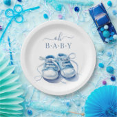 ベビースニーカー赤ちゃんシャワー招待状、男の赤ちゃん ペーパープレート (パーティー)