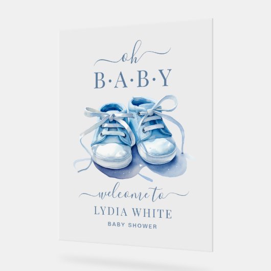 ベビースニーカー赤ちゃんシャワー、男の子シャワー アクリルサイン (傾斜)