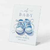 ベビースニーカー赤ちゃんシャワー、男の子シャワー 台座サイン (正面)