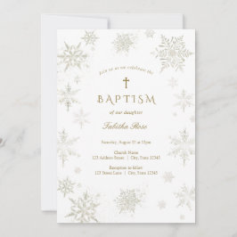 ベビースノーフレークバプテスマ招待状 招待状