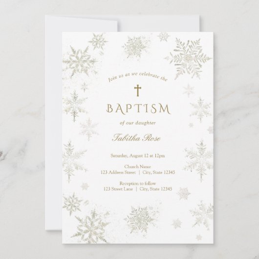 ベビースノーフレークバプテスマ招待状 招待状 (正面)
