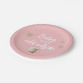 ベビースノーフレークピンク外は寒い ペーパープレート (アングル)