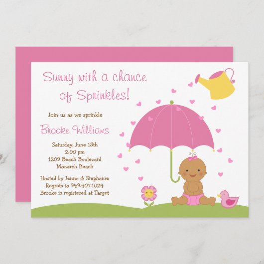 ベビースプリンクルシャワー招待状アフリカ系アメリカン 招待状 (正面/裏面)