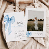 ベビースプリンクルブルーボウベビーシャワー招待状 招待状