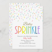 ベビースプリンクル、ベビーガールボーイ、レインボーシャワーインビット 招待状 (正面/裏面)