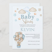 ベビースペインのシャワー招待状ブルーベアーボーイ 招待状 (正面/裏面)