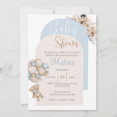 ベビースペインのシャワー招待状ブルーベアーボーイ 招待状 (正面)