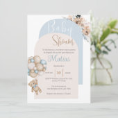 ベビースペインのシャワー招待状ブルーベアーボーイ 招待状 (スタンド正面)