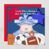 ベビースポーツ用シャワー招待状 招待状 (正面/裏面)