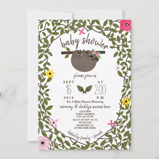 ベビースロスガールベビーシャワーグリーナリー 招待状 (正面)