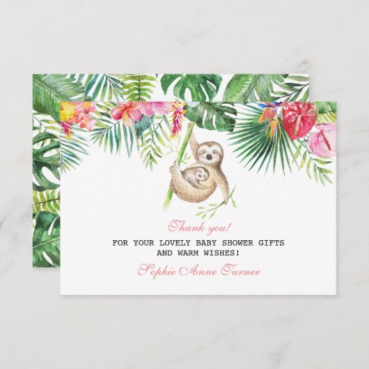 ベビースロッツトロピカルフローラベビーシャワーありがとう サンキューカード (正面/裏面)