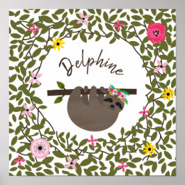 ベビースロースフローラグリーンリーベビー子供部屋 ポスター