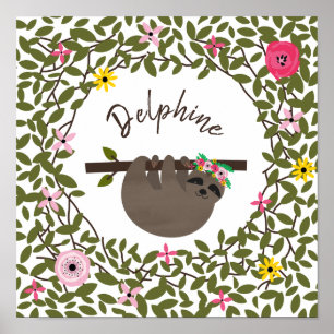 ベビースロースフローラグリーンリーベビー子供部屋 ポスター