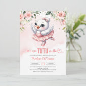 ベビースワンとピンクチュドレス赤面と金ゴールド 招待状 (スタンド正面)