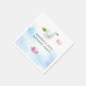 ベビースワンの水の色の子供の誕生日パーティー スタンダードカクテルナプキン (角)