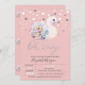 ベビースワンフラワークラウンスターベビーシャワー 招待状 (正面/裏面)