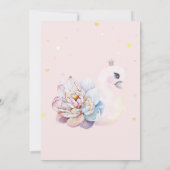 ベビースワンフラワーピンク誕生日 招待状 (裏面)