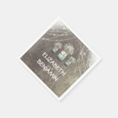 ベビーズブレスとメイソン・ジャー結婚ン・バーン スタンダードカクテルナプキン (角)