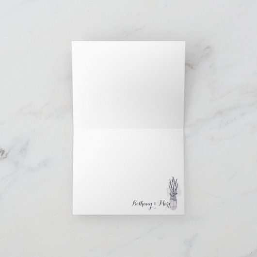 ベビーズブレスとラベンダーの瓶 サンキューカード サンキューカード (内部)