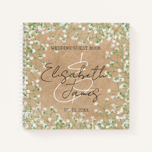 ベビーズブレスウォーターカラーフローラ結婚ズゲストブック ノートブック (正面)