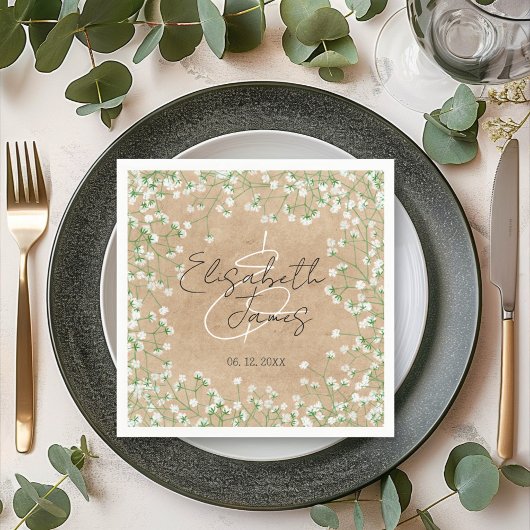 ベビーズブレスウォーターカラー素朴ボホシック結婚ズ スタンダードカクテルナプキン