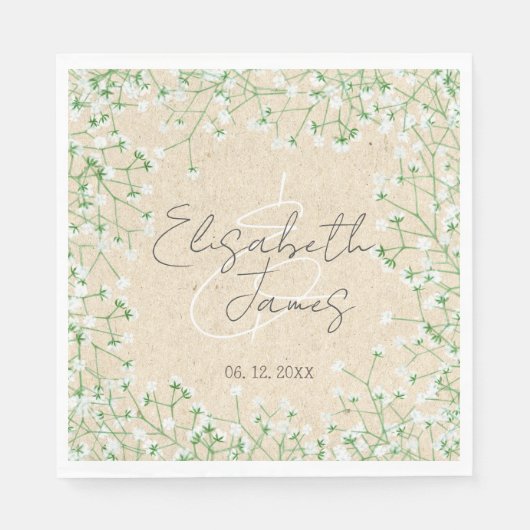 ベビーズブレスウォーターカラー素朴ボホシック結婚ズ スタンダードランチョンナプキン (正面)