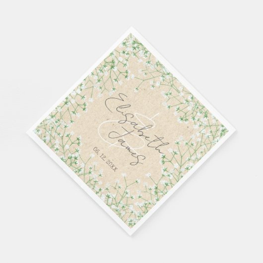 ベビーズブレスウォーターカラー素朴ボホシック結婚ズ スタンダードランチョンナプキン (角)