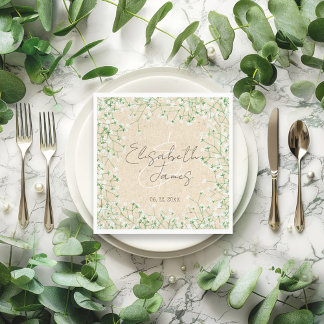 ベビーズブレスウォーターカラー素朴ボホシック結婚ズ スタンダードランチョンナプキン