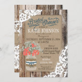 ベビーズブレスウッドレース素朴ブライダルシャワー 招待状 (正面/裏面)