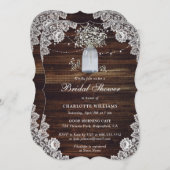 ベビーズブレスウッド素朴メイソンジャーブライダルシャワー 招待状 (正面/裏面)