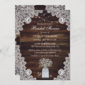 ベビーズブレスウッド素朴メイソンジャーブライダルシャワー 招待状 (正面/裏面)